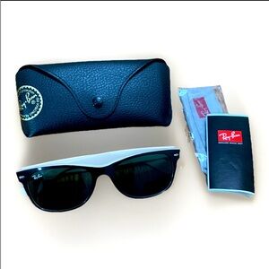 RAY-BAN RB 2132 875 BLACK BEIGE WAYFARER AUTHENTIC SUNGLASSES W/CASE 55-18 NWOT